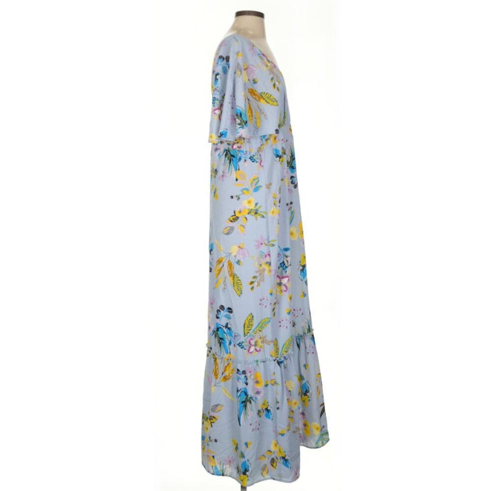 Slate & Willow Women's Floral Printed V-Neck Dolman Sleeve Tiered Ruffle Maxi-XS - Picture 6 of 12